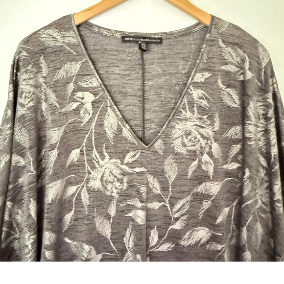 White House Black Market Floral Jetsetter Tunic Top Size M Dolman Sleeve Vacay - Picture 4 of 10